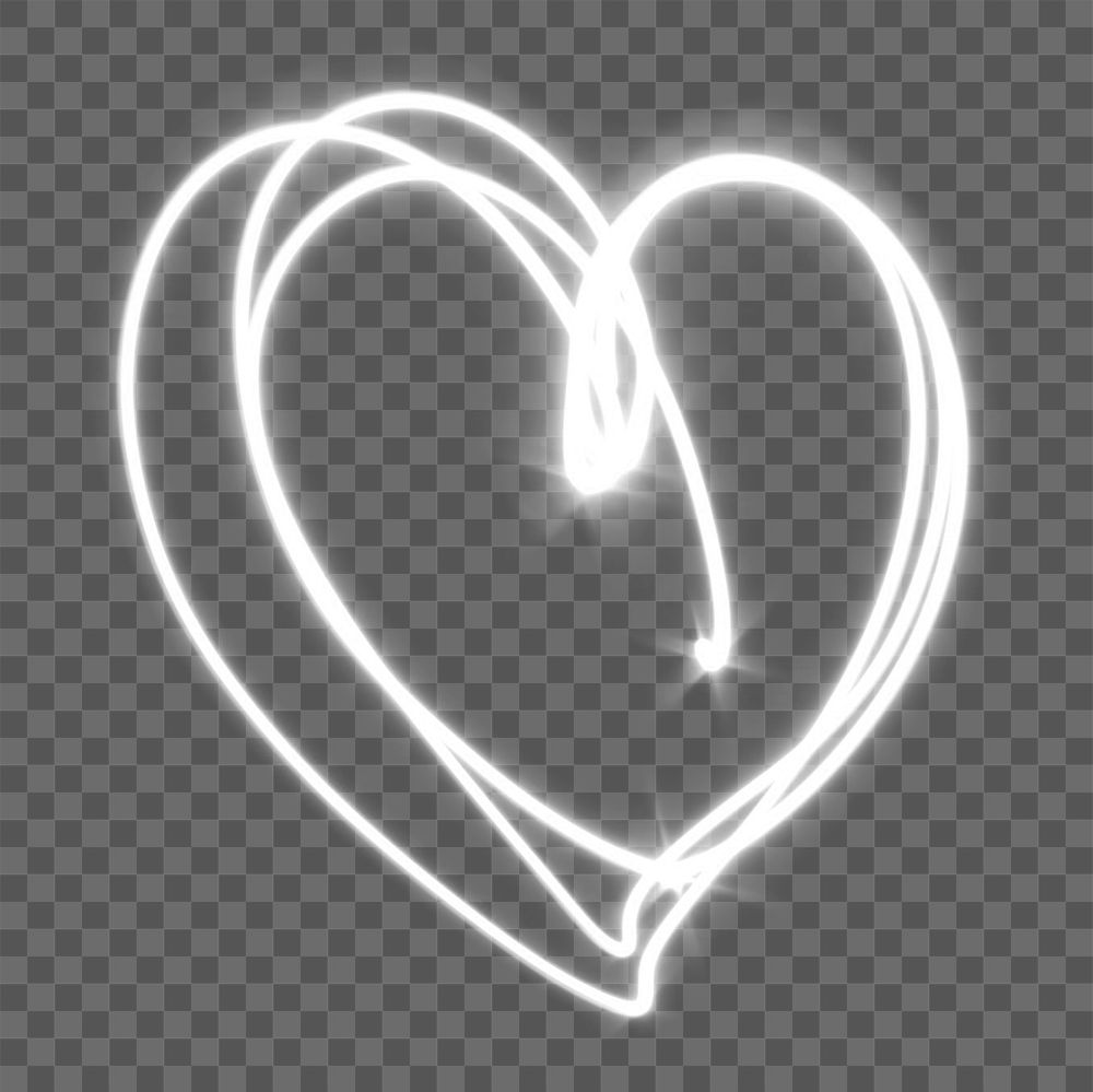 Neon heart png, transparent background