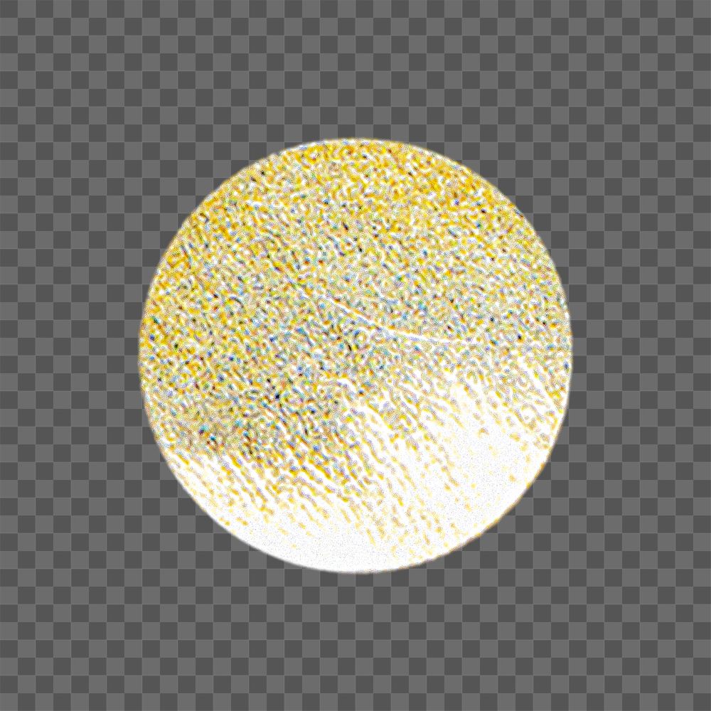 Png golden metallic round confetti collage element, transparent background