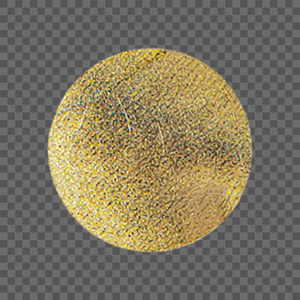 Png golden metallic round confetti collage element, transparent background