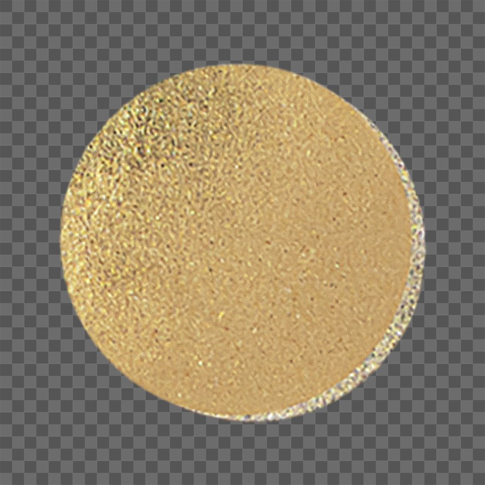 Png gold metallic round confetti collage element, transparent background