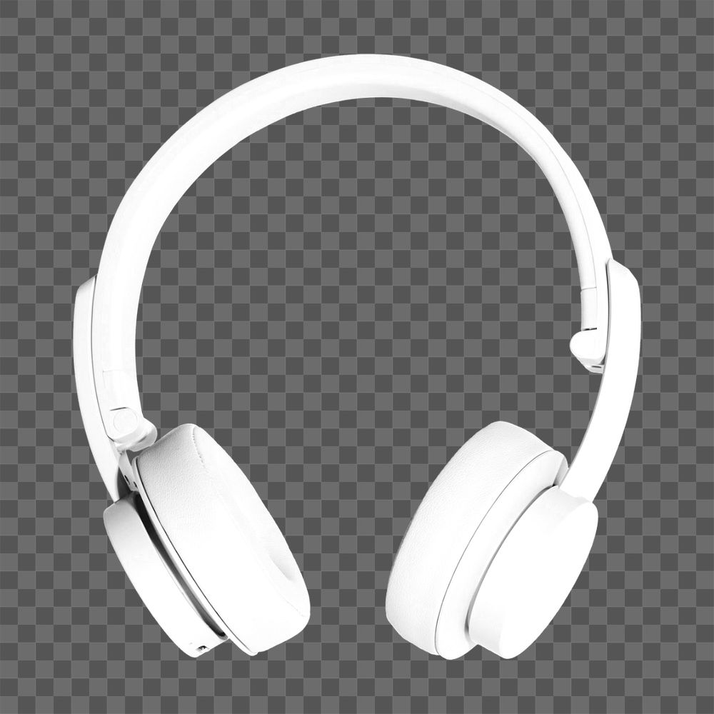 White headphones png, transparent background