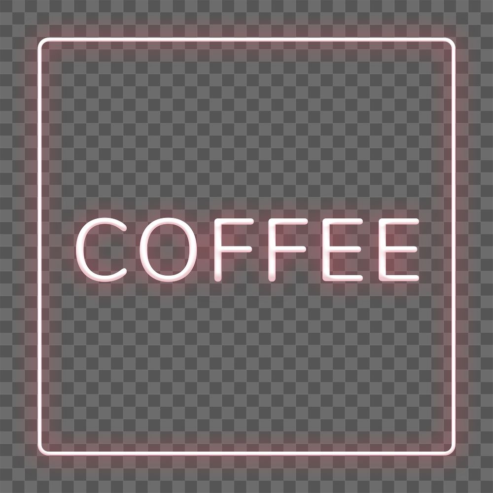 Retro pink coffee frame png neon border lettering