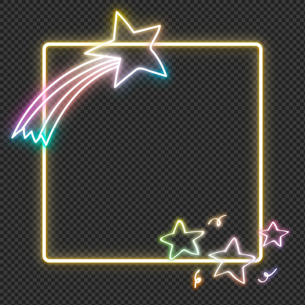 Neon png frame rainbow star back to school doodle