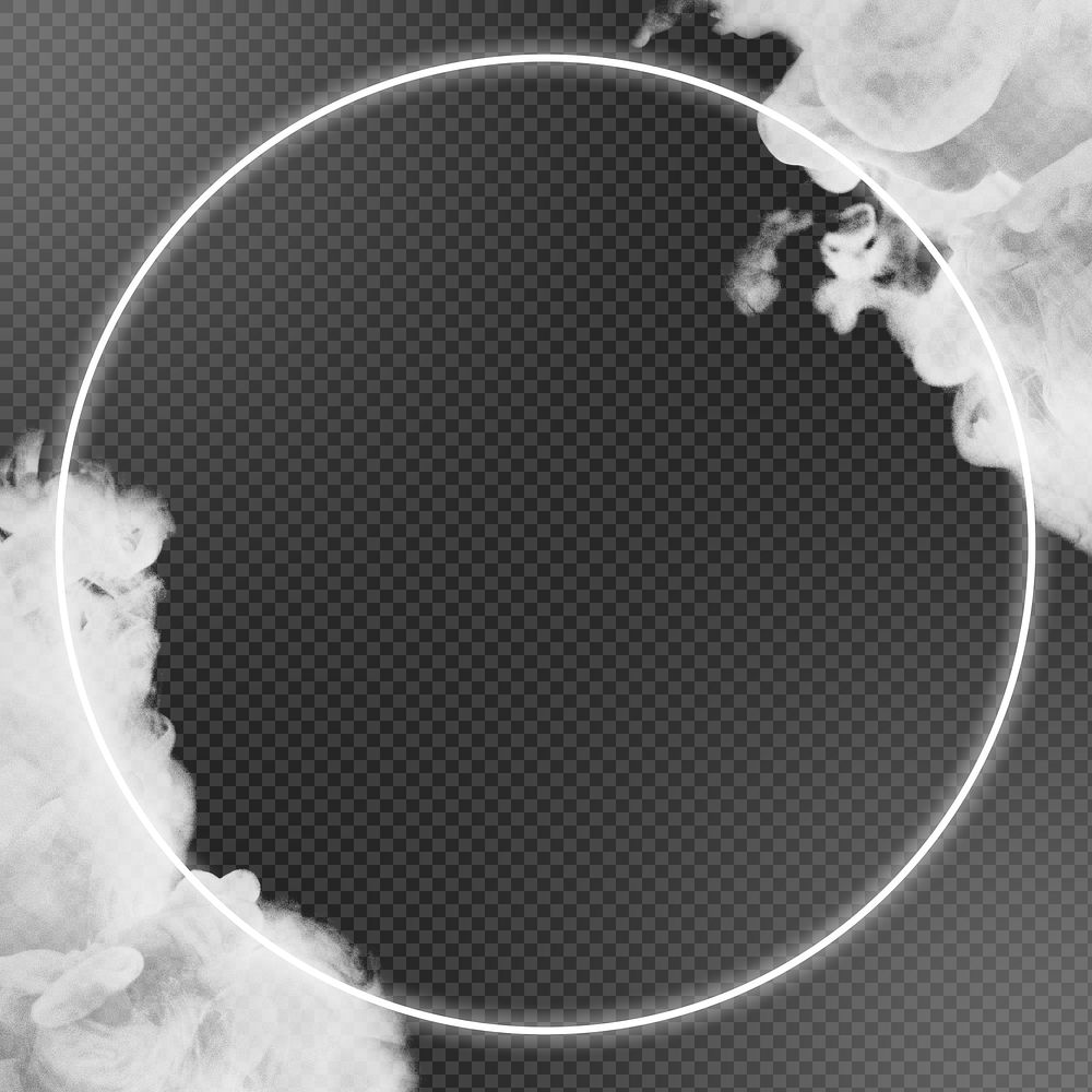 White neon frame png smoke effect