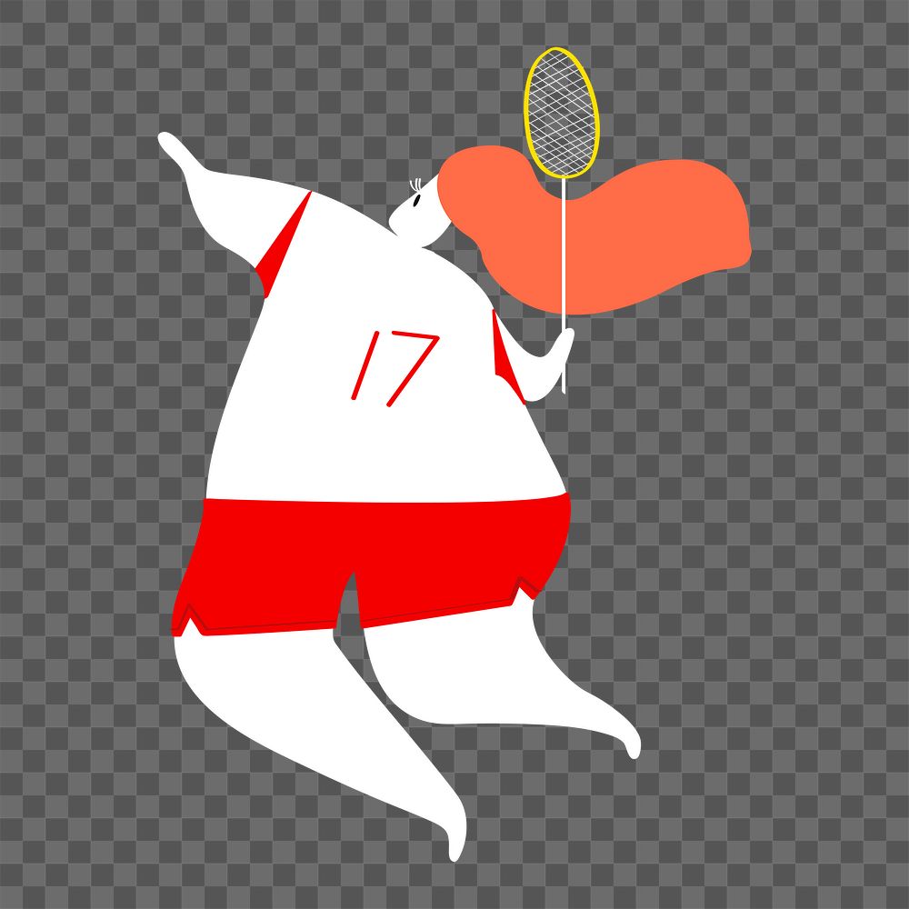 Badminton player png clipart, Olympic sport doodle on transparent background