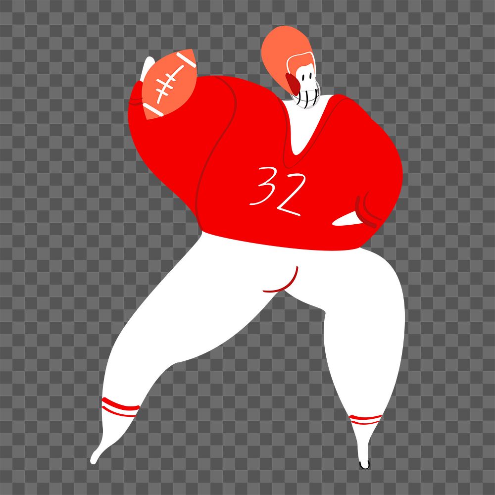 American football png player sticker, sport doodle on transparent background