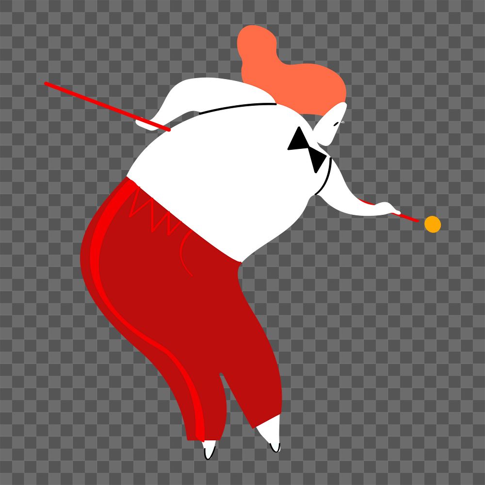 Pool player png clipart, female athlete sport doodle on transparent background