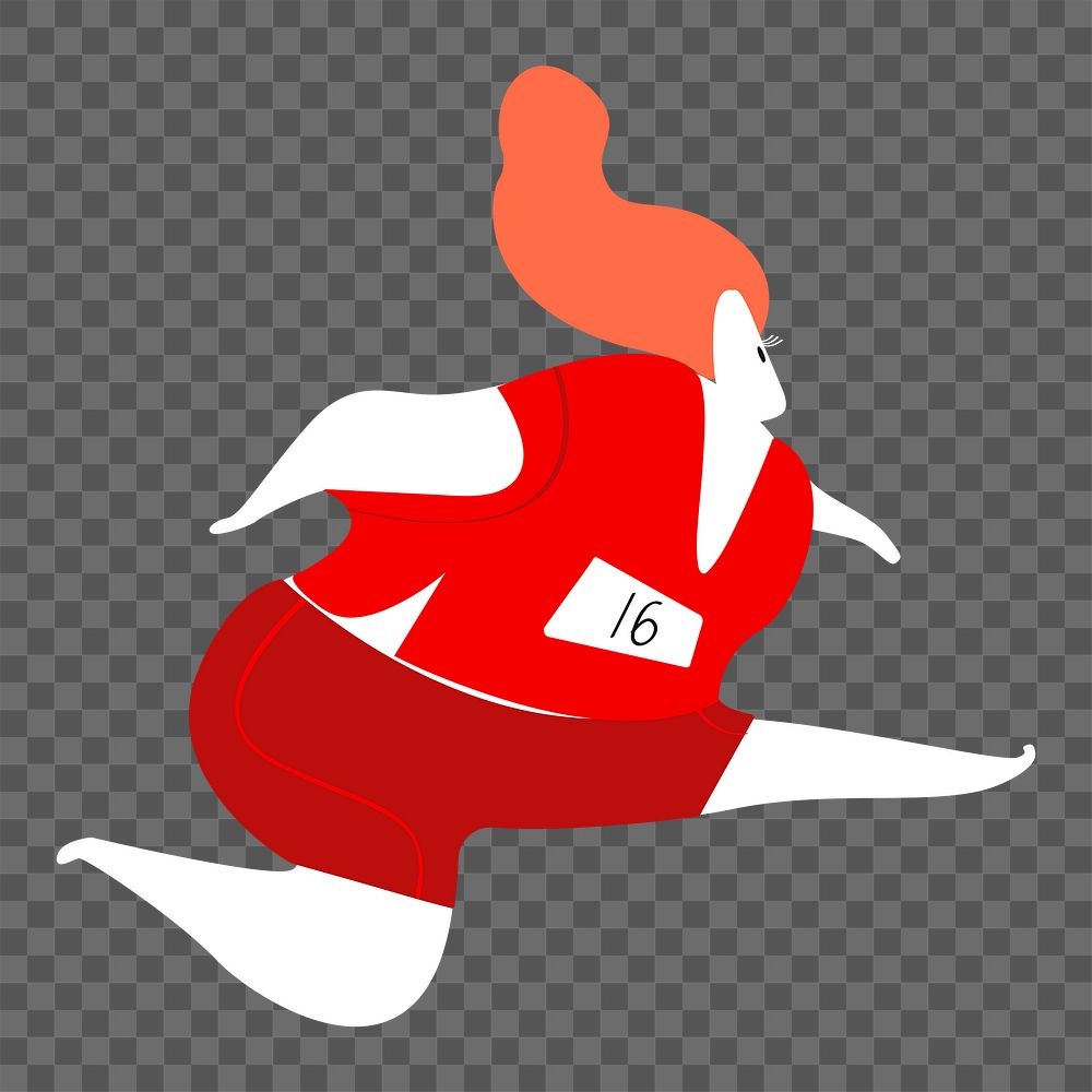 Woman jumping png sticker, track and field sport doodle on transparent background