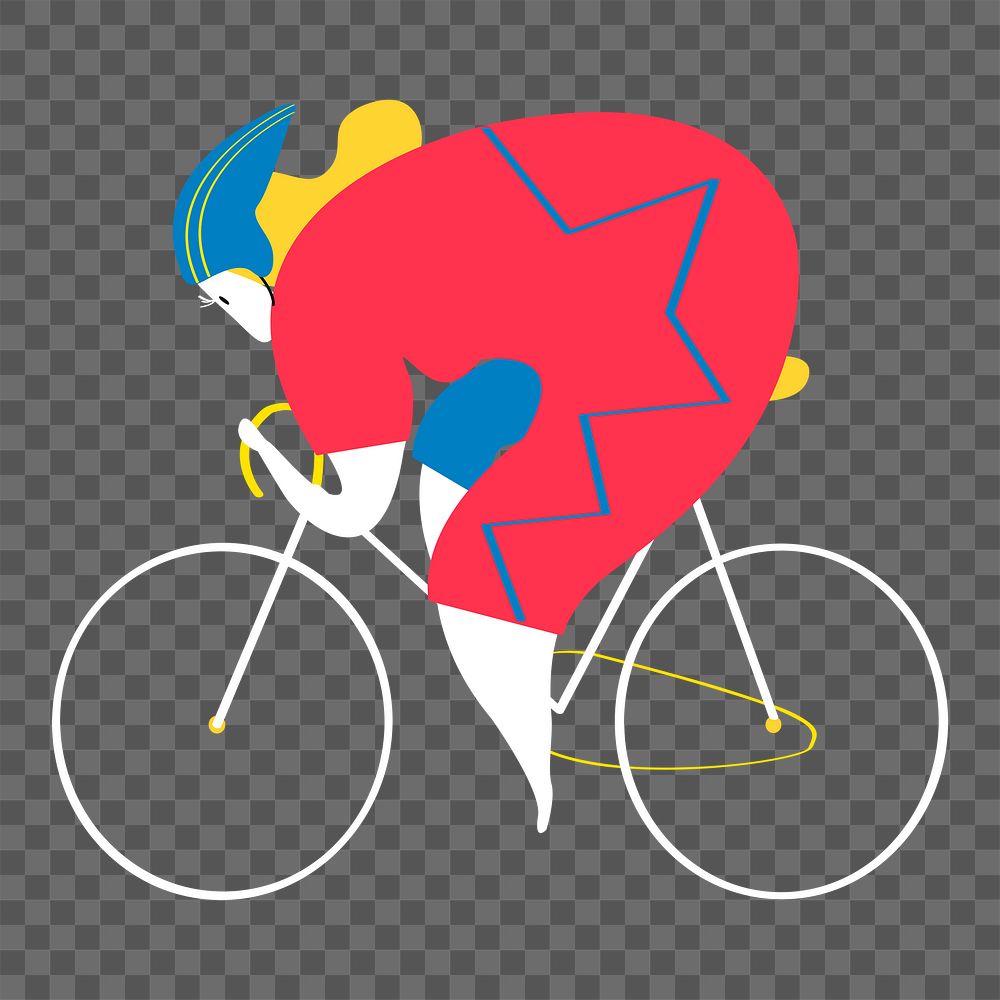 Marathon cyclist png sticker, Olympic sport doodle on transparent background