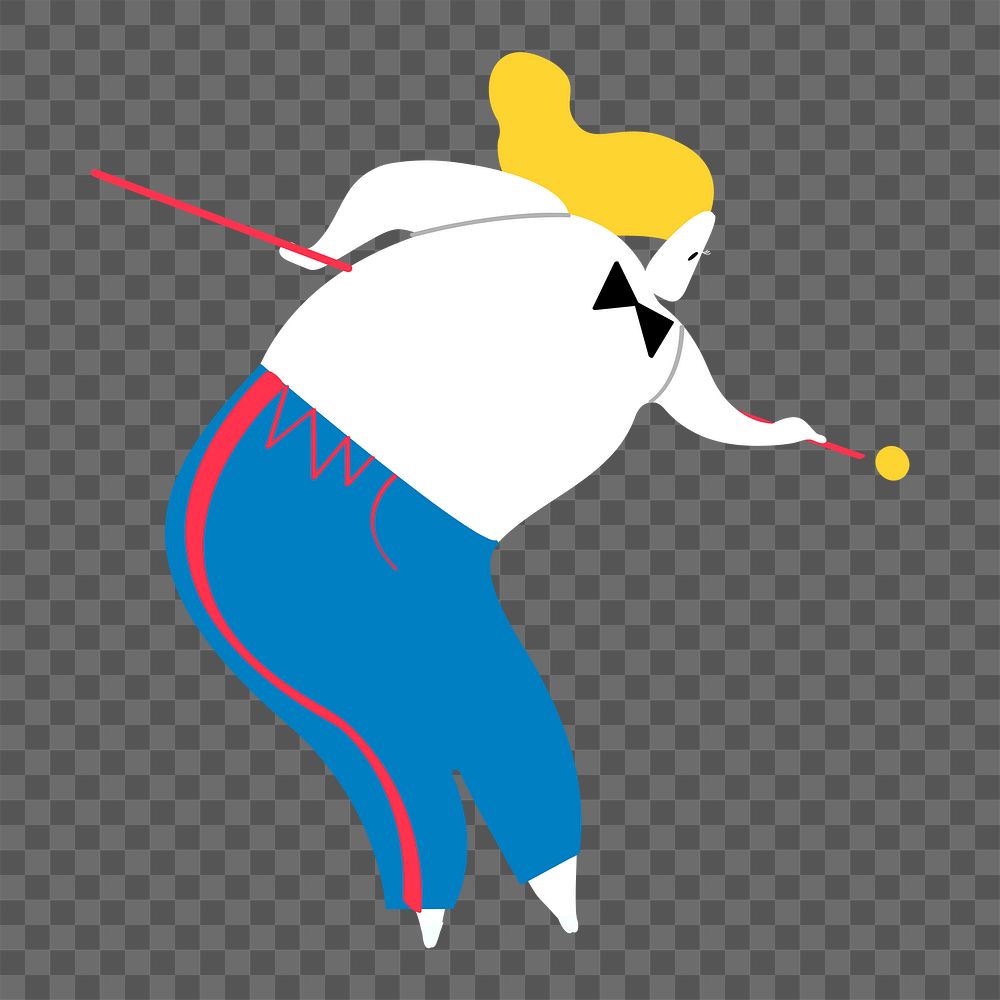 Pool player png clipart, female athlete sport doodle on transparent background