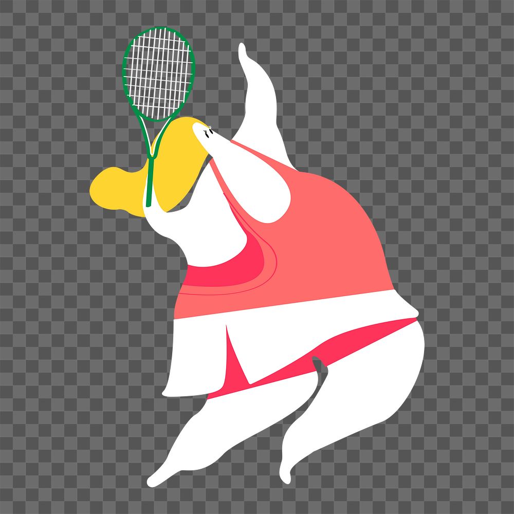 Woman tennis player png sticker, sport doodle on transparent background
