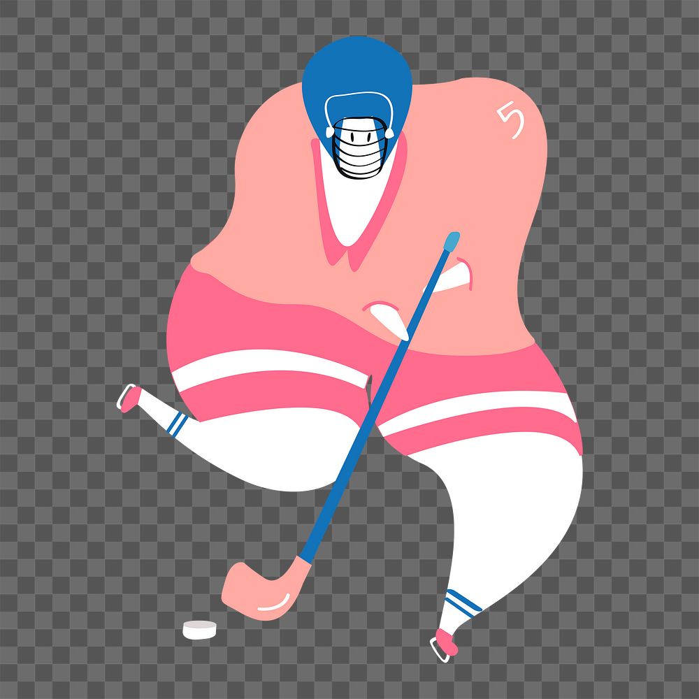 Ice hockey png player sticker, sport doodle on transparent background