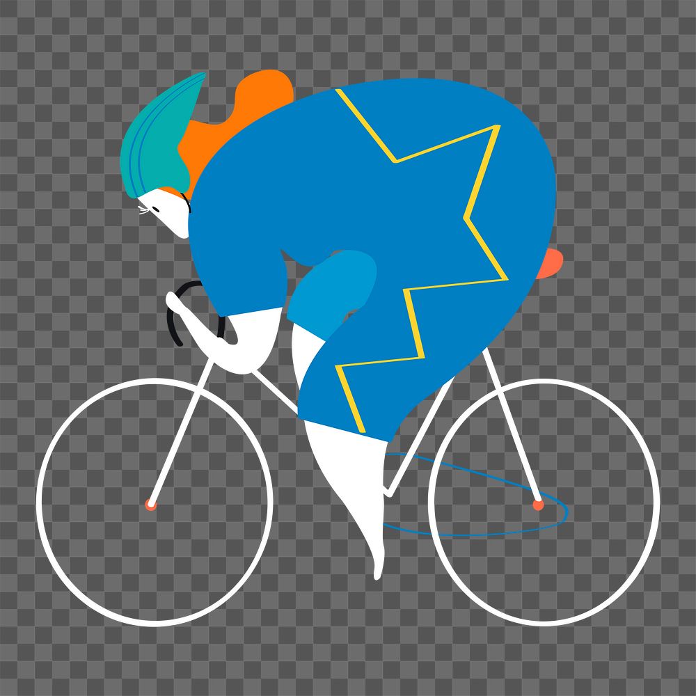 Marathon cyclist png sticker, Olympic sport doodle on transparent background