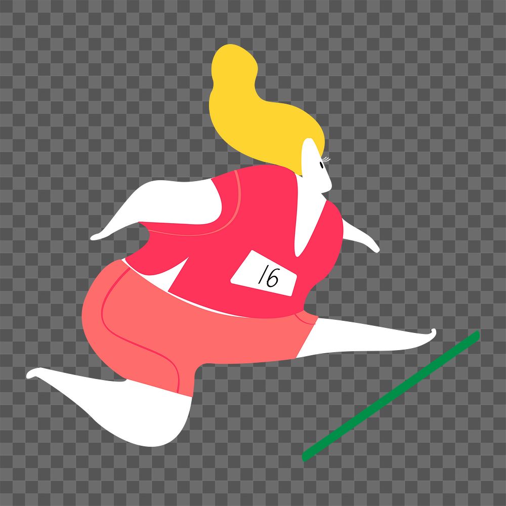 Woman jumping png sticker, track and field sport doodle on transparent background