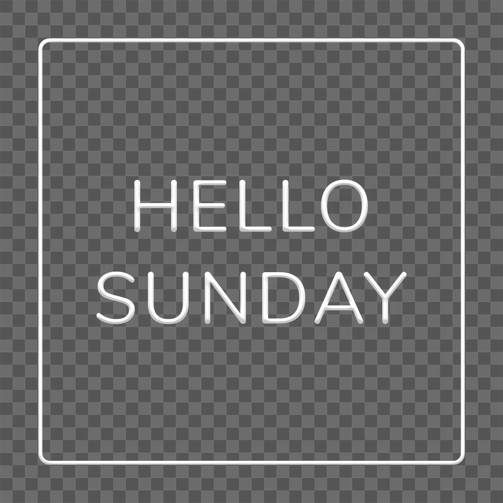 Neon frame Hello Sunday png border typography