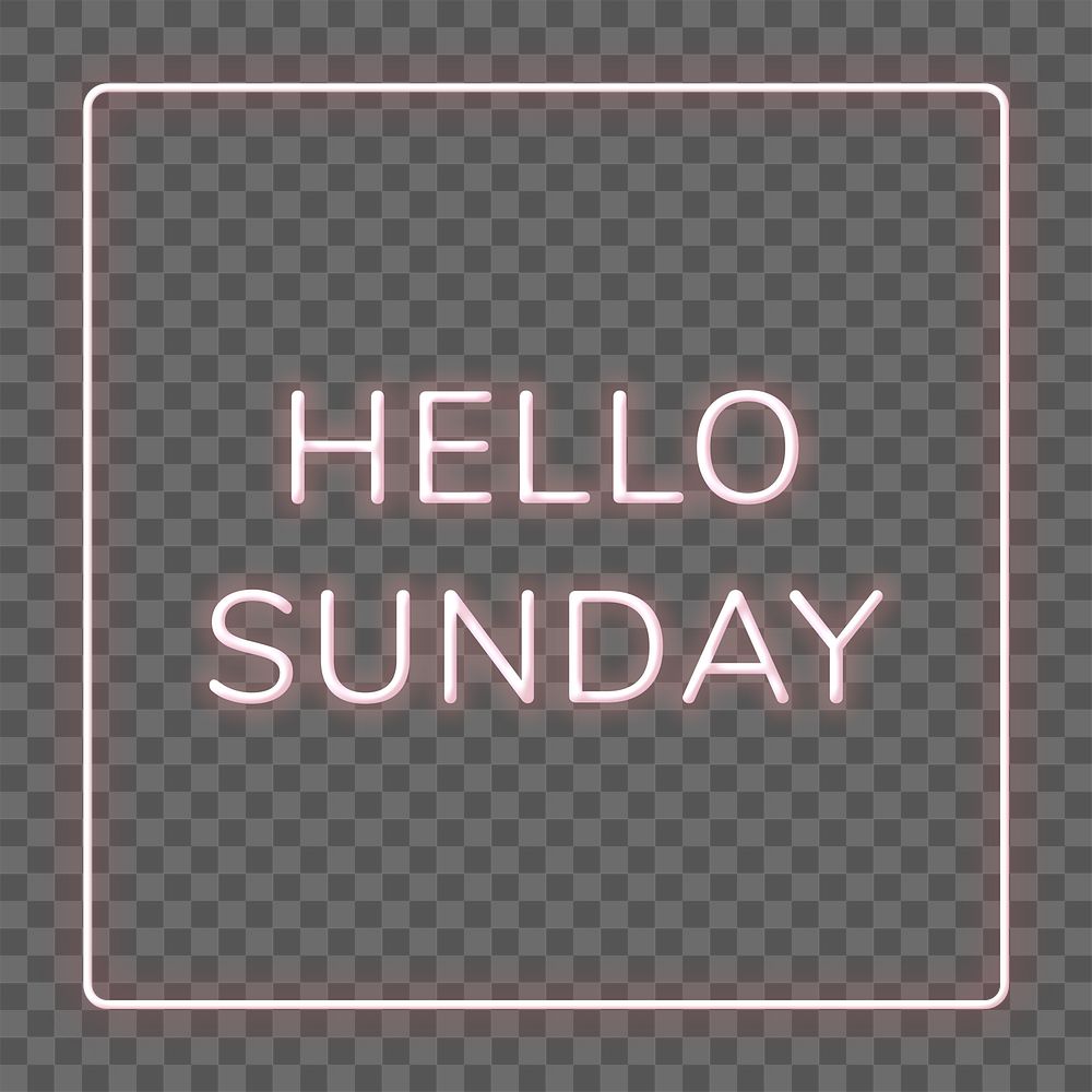 Frame with Hello Sunday png neon typography text
