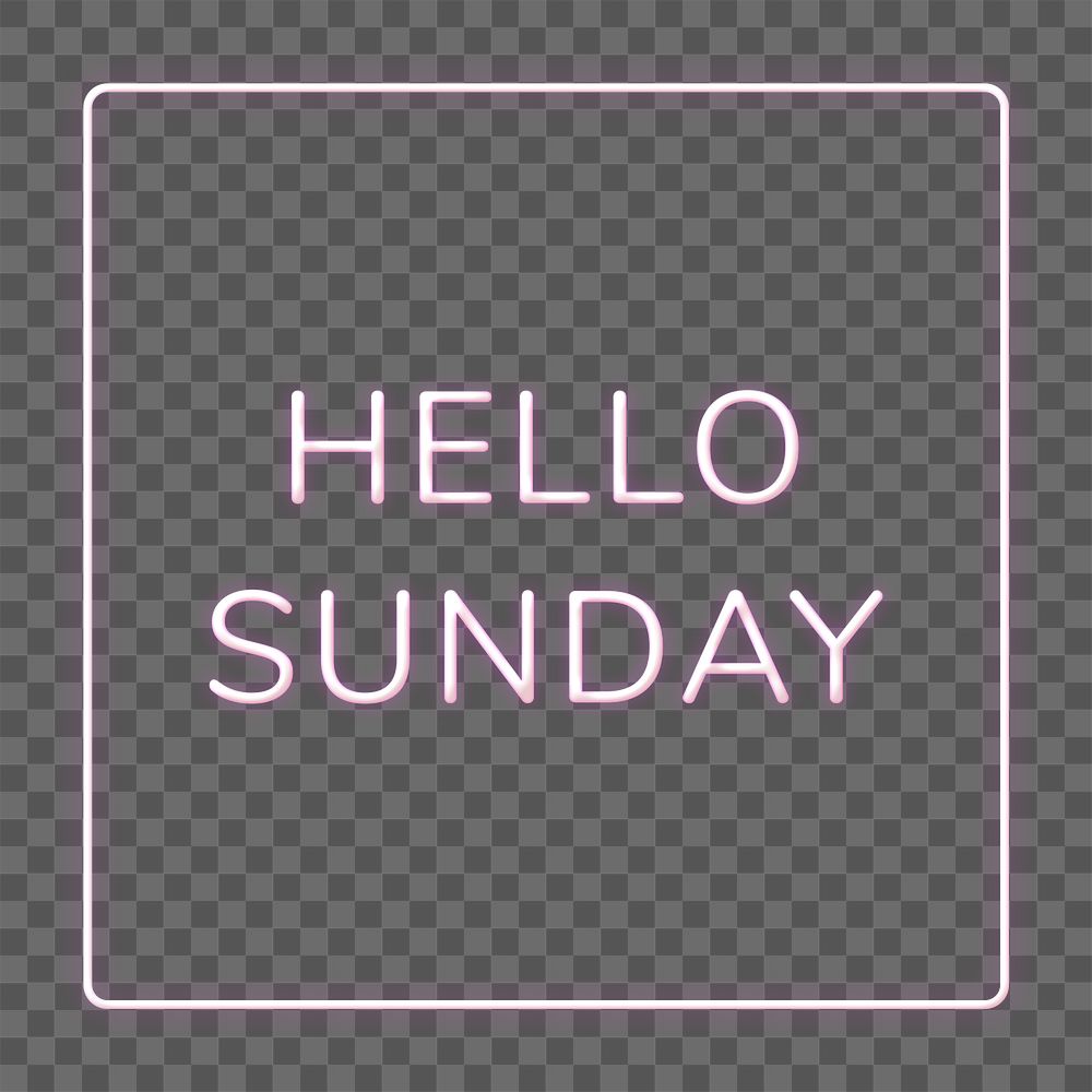 Frame with Hello Sunday png neon typography text