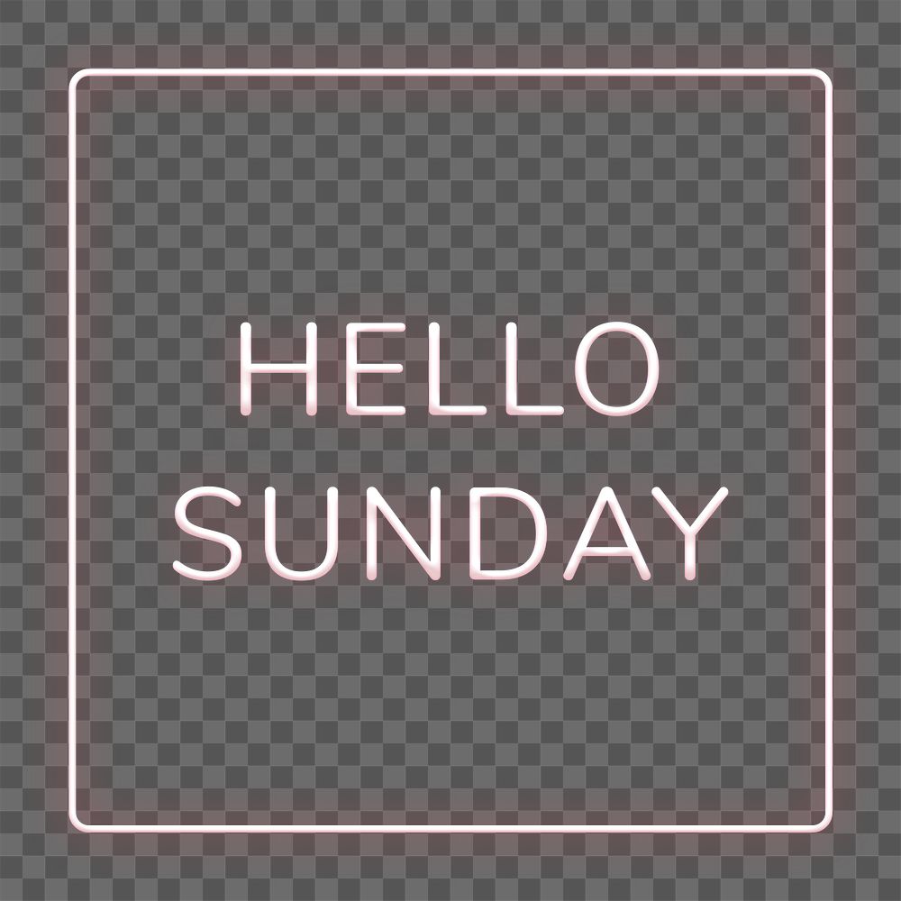 Neon frame Hello Sunday png border typography