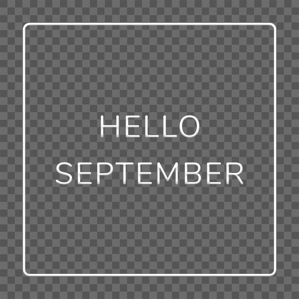 Frame with Hello September png neon typography text