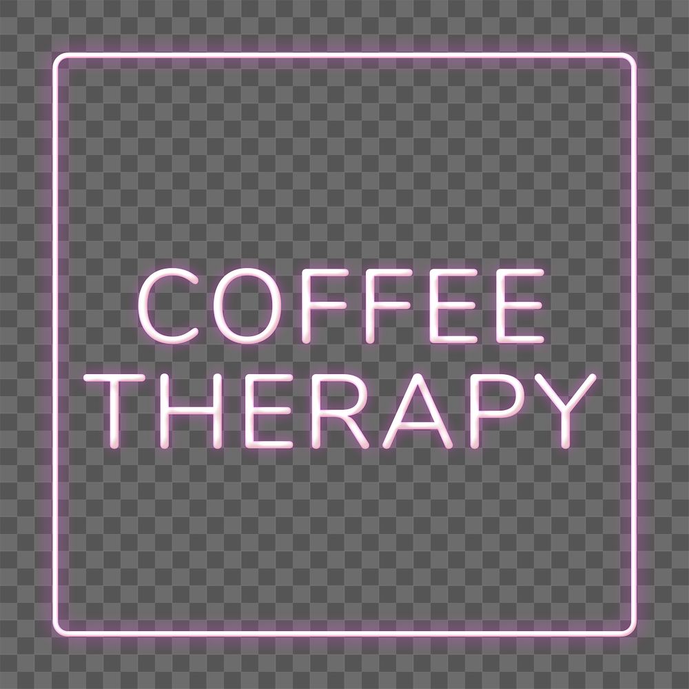Retro coffee therapy frame png neon border text