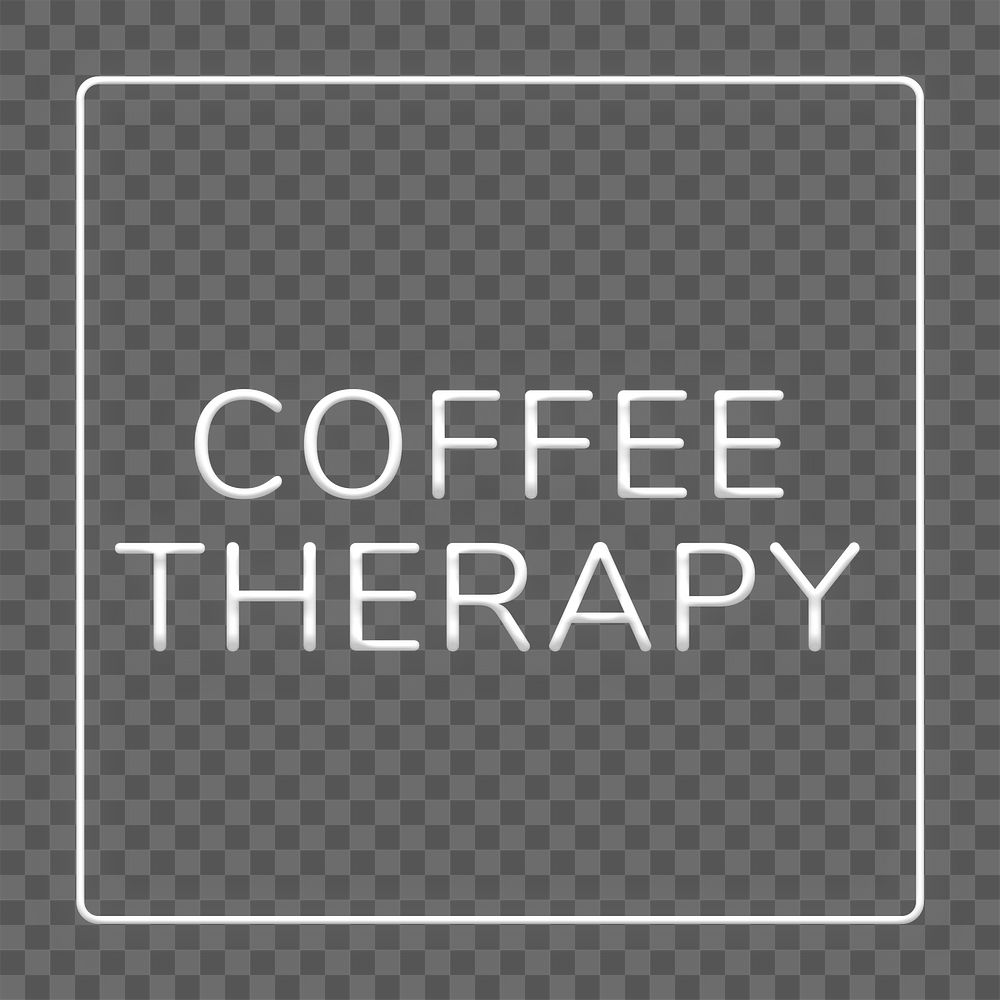 Retro coffee therapy frame png neon border lettering