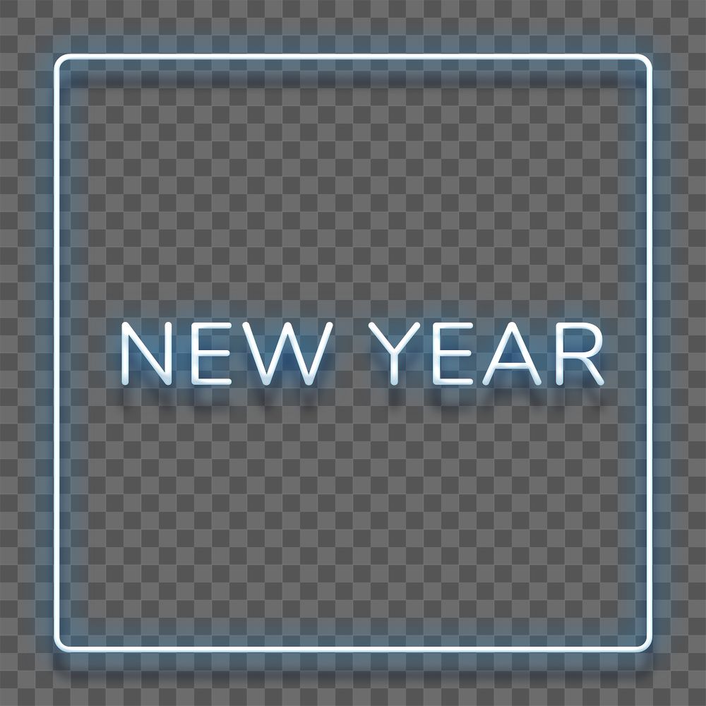 Blue neon word NEW YEAR typography design element