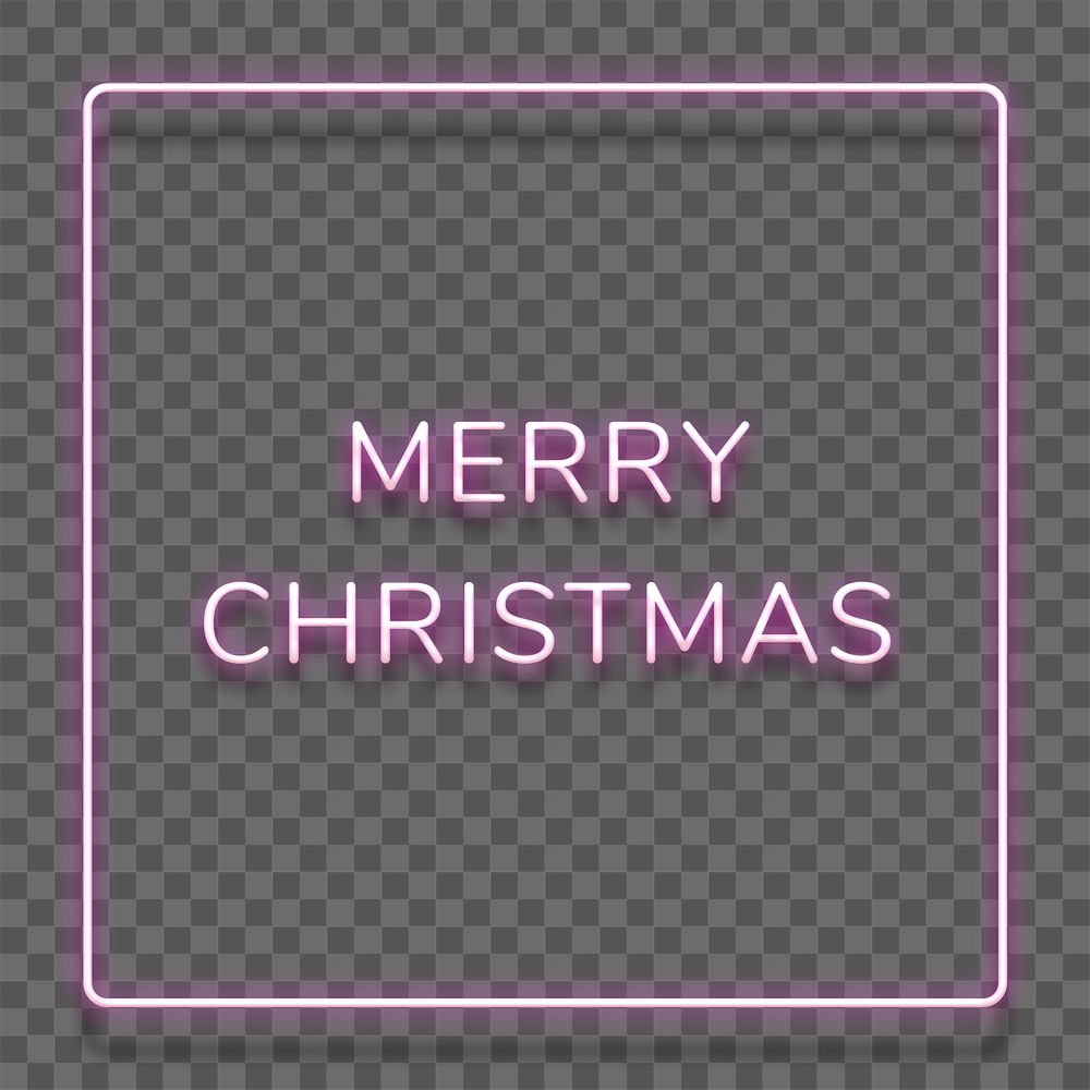 Purple neon word Merry Christmas typography design element