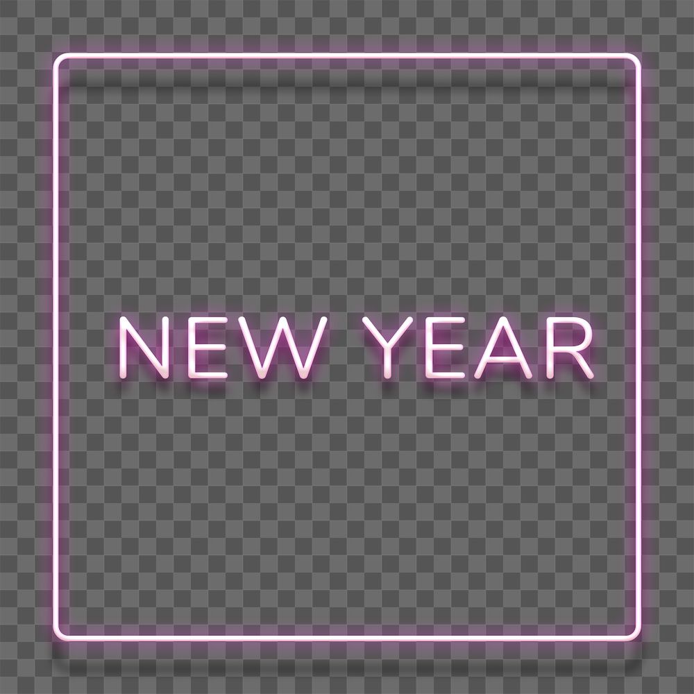 Purple neon word NEW YEAR typography design element