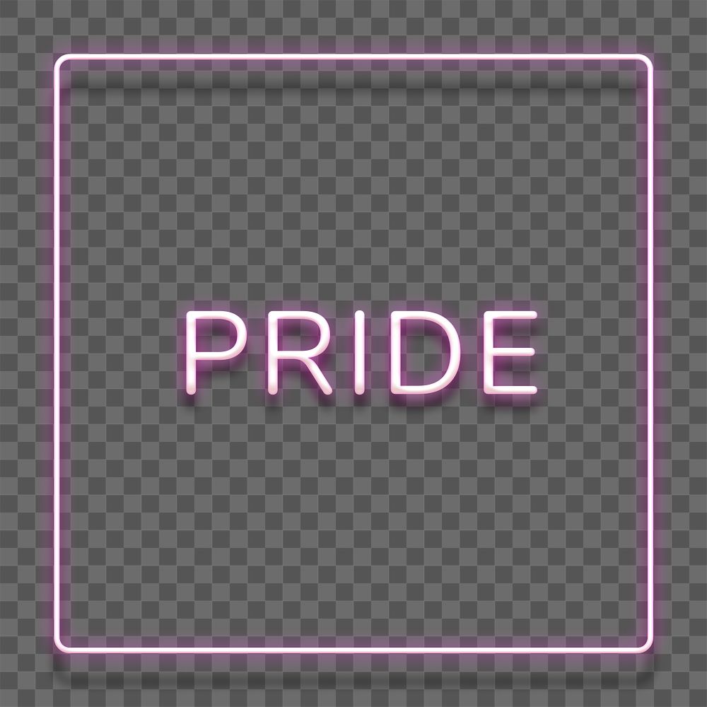 Pink neon word PRIDE typography design element