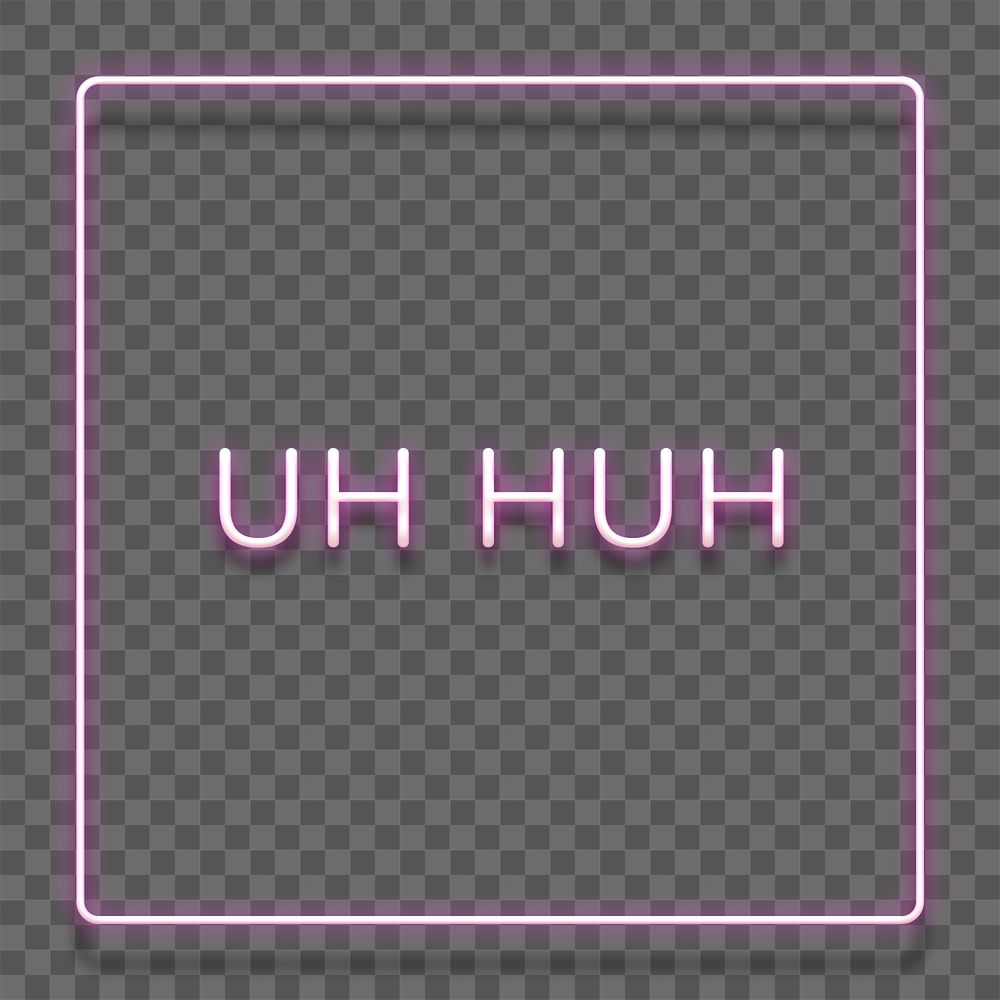 Purple neon word UH HUH typography design element