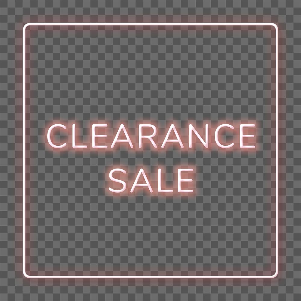 Pink neon word CLEARANCE SALE typography design element