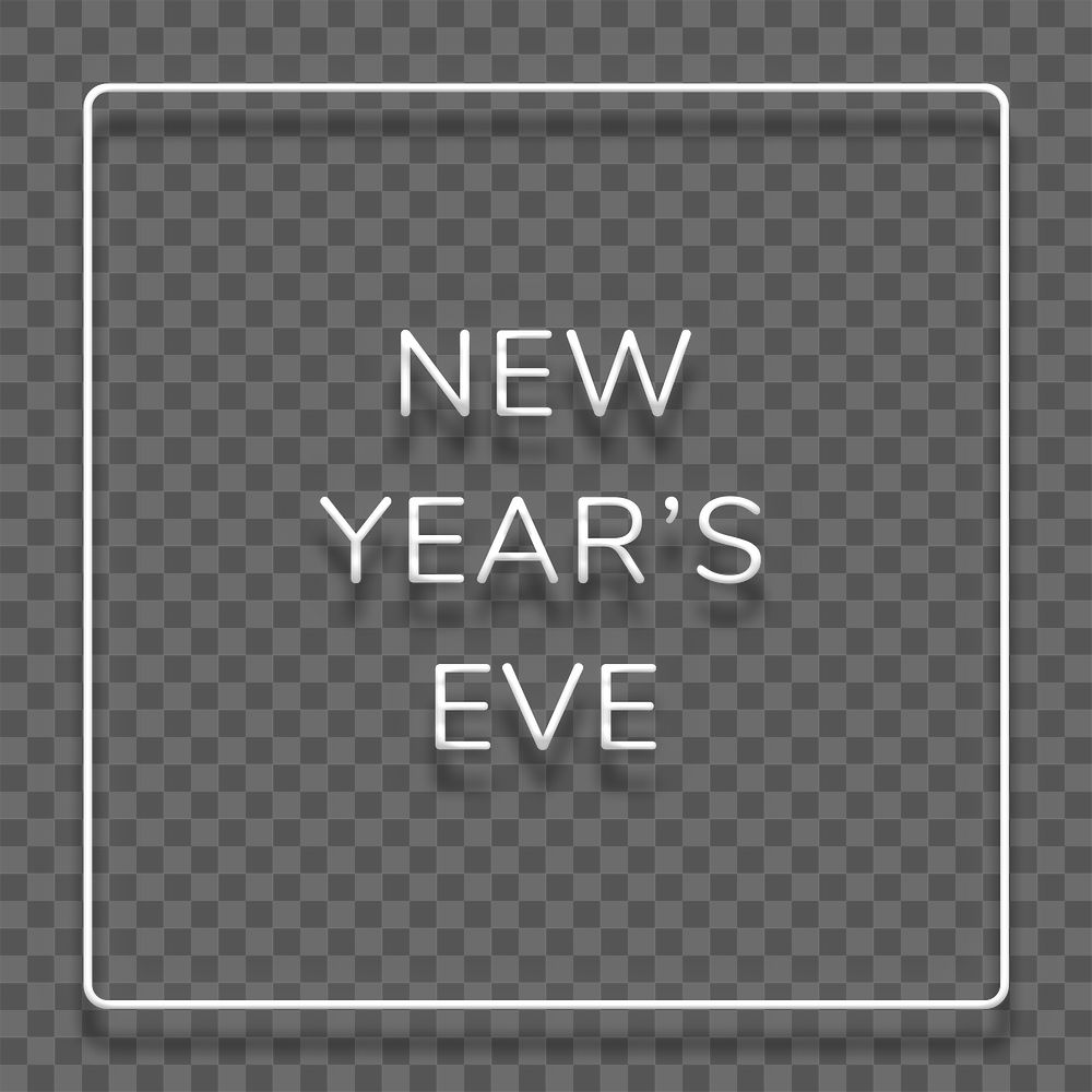 White neon word NEW YEAR"S EVE typography design element
