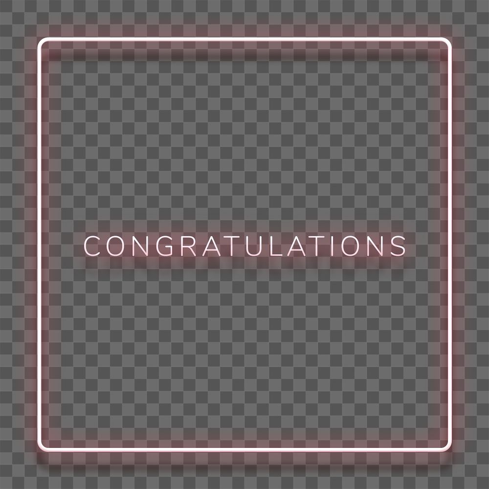 Glowing Congratulations red neon typography design element