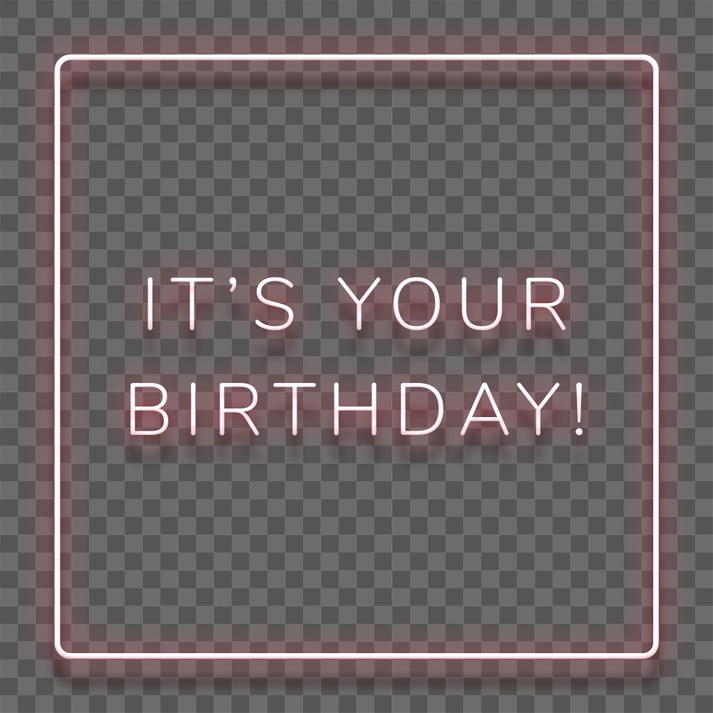 Glowing it's your birthday red neon typography design element