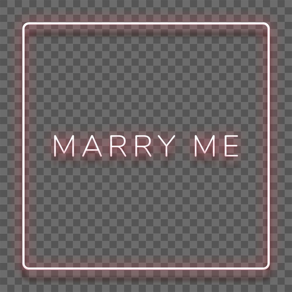 Glowing Marry me red neon typography design element