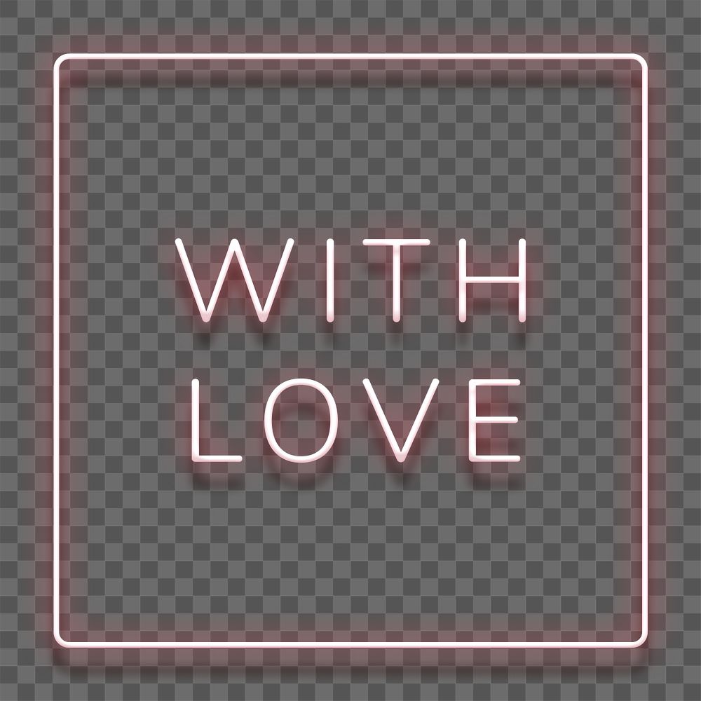 Glowing with love pink neon typography design element