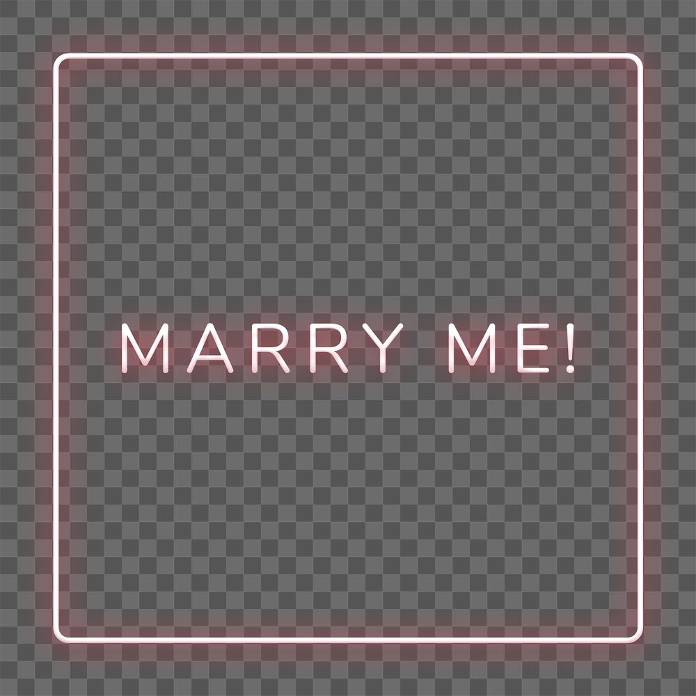 Glowing Marry me red neon typography design element