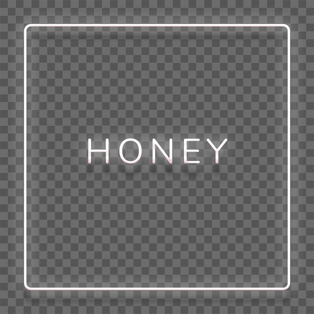 Honey neon white text in frame design element