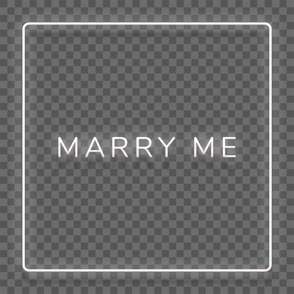Glowing Marry me white neon typography design element