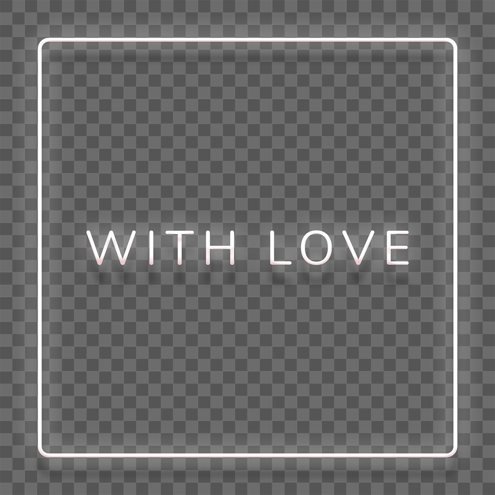 Glowing with love white neon typography design element
