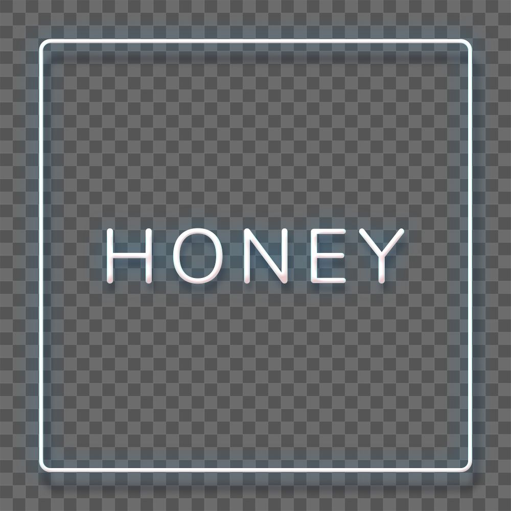 Honey neon blue text in frame design element