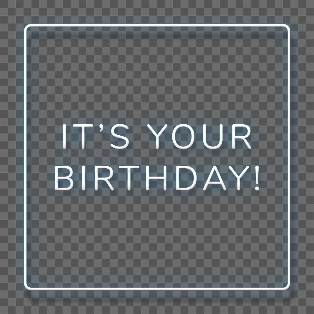 Glowing it's your birthday blue neon typography design element