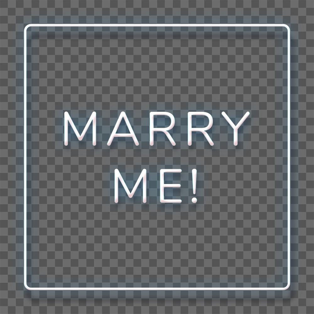 Glowing Marry me blue neon typography design element