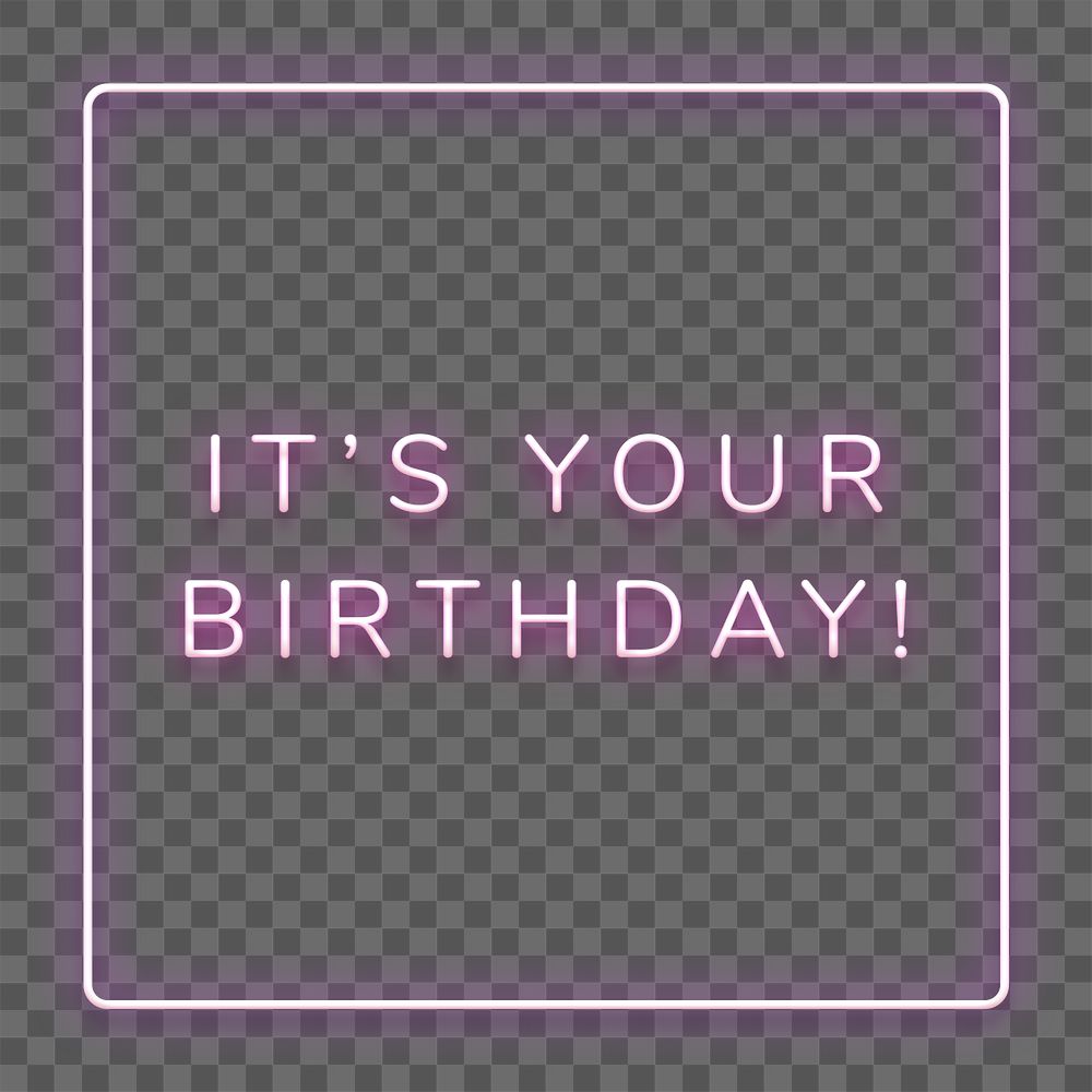 Glowing it's your birthday pink neon typography design element