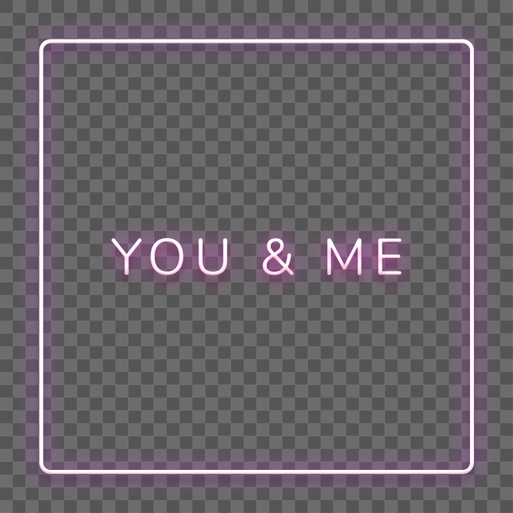 Glowing You&Me pink neon typography design element