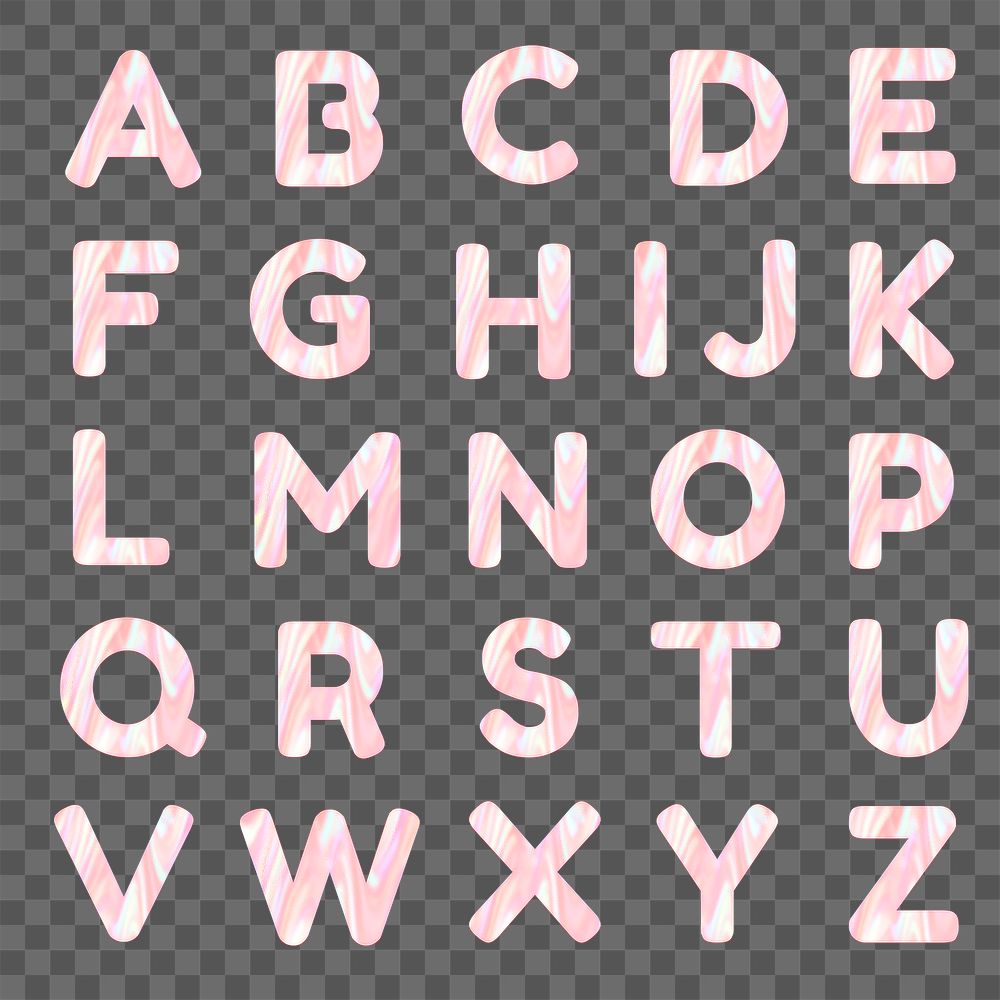 Pastel holographic alphabet png set
