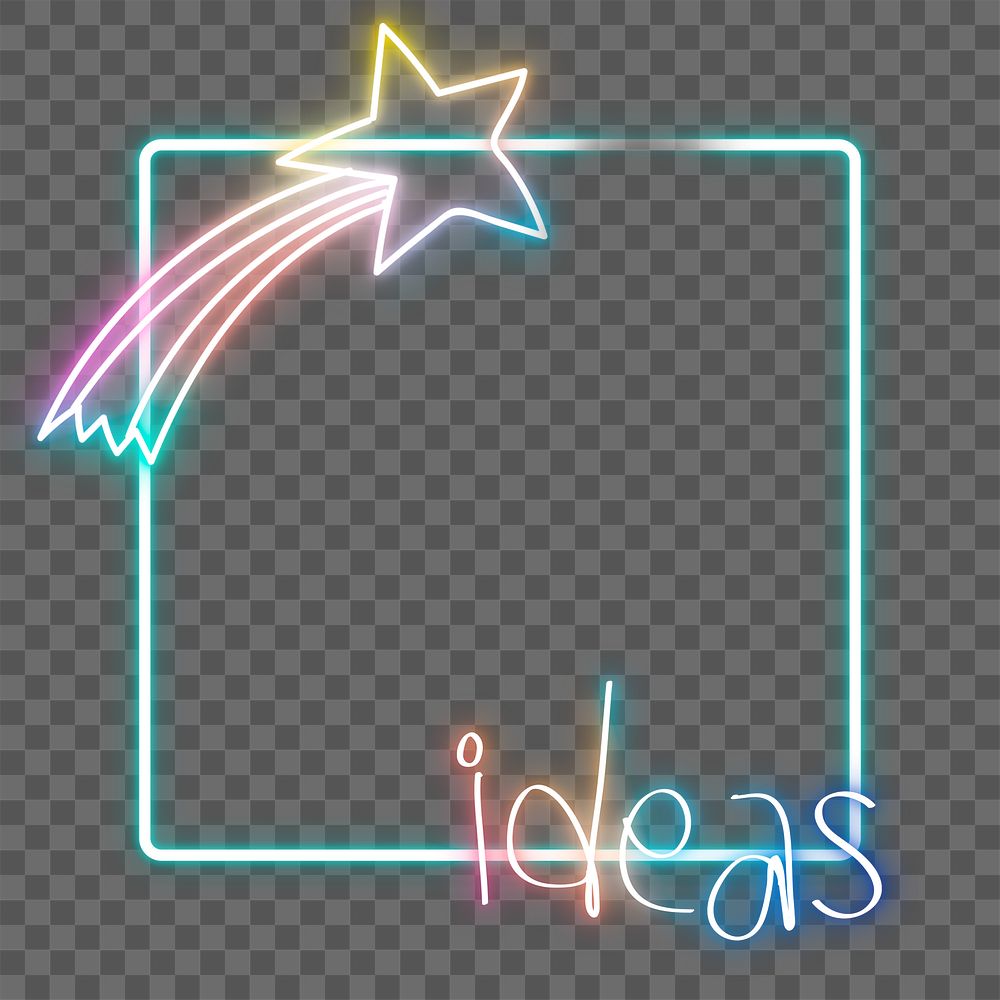 Png neon frame rainbow ideas word star doodle