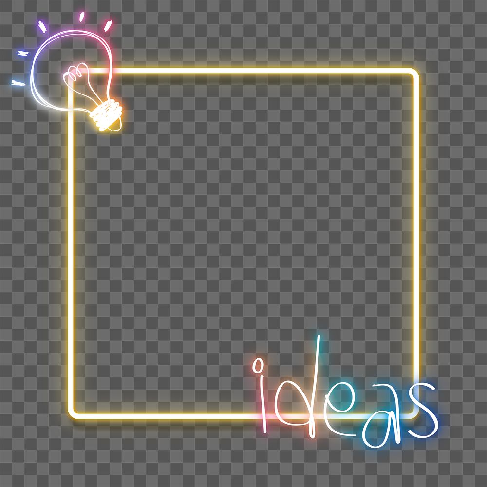 Png neon frame rainbow ideas word light bulb back to school doodle