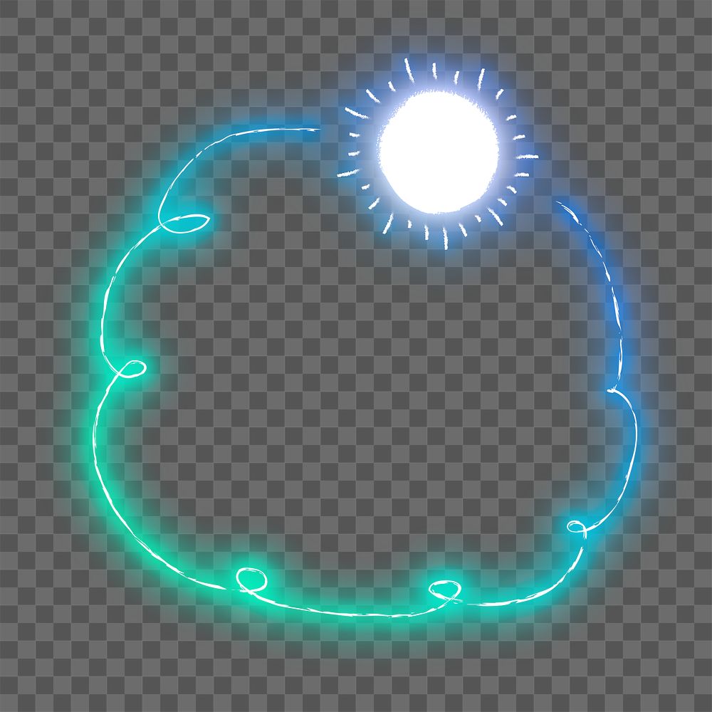 Glowing neon frame space png for kids