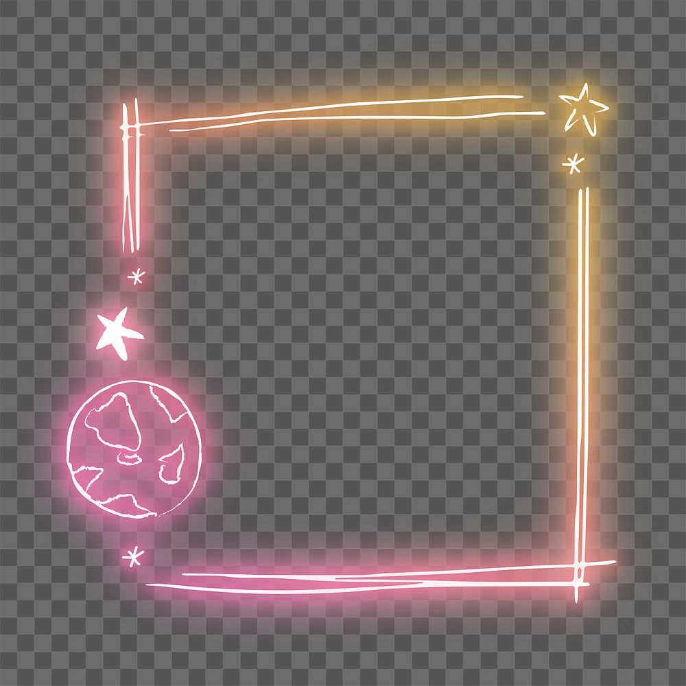 Neon frame png planet glowing border